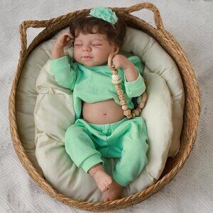 🆕18Inch Full Platinum Silicone Reborn Baby Doll Girl Realistic Newborn Sleeping